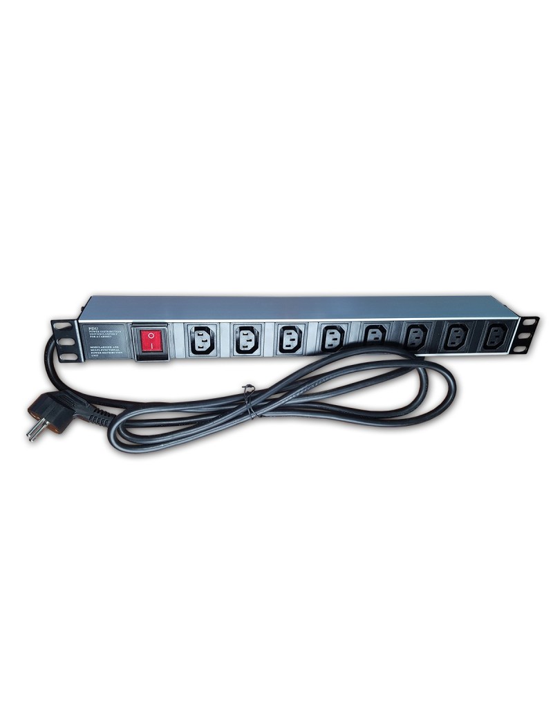 COBOX Bandeau de prise 19 pouces -1U -  8 prises - IEC320- C14 10A, 250V, avec interrupteur