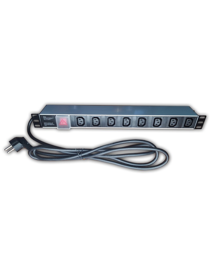 COBOX Bandeau de prise 19 pouces -1U -  8 prises - IEC320- C14 10A, 250V, avec interrupteur